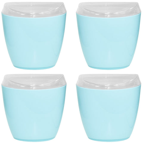 Oval Swing Top Waste Bin 4x Acrylic Lightweight Compact Bathroom Office Blue - SuperSaverAU - view 1