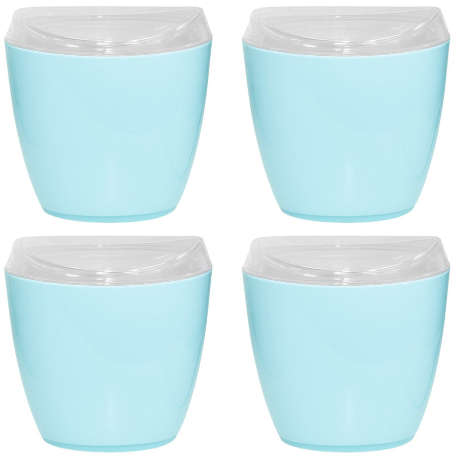 Oval Swing Top Waste Bin 4x Acrylic Lightweight Compact Bathroom Office Blue - SuperSaverAU - view 1
