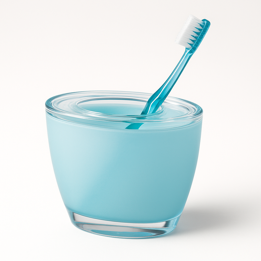 Premium Blue Acrylic Oval Toothbrush Holder Shatter-Resistant Bathroom Countertop Organiser