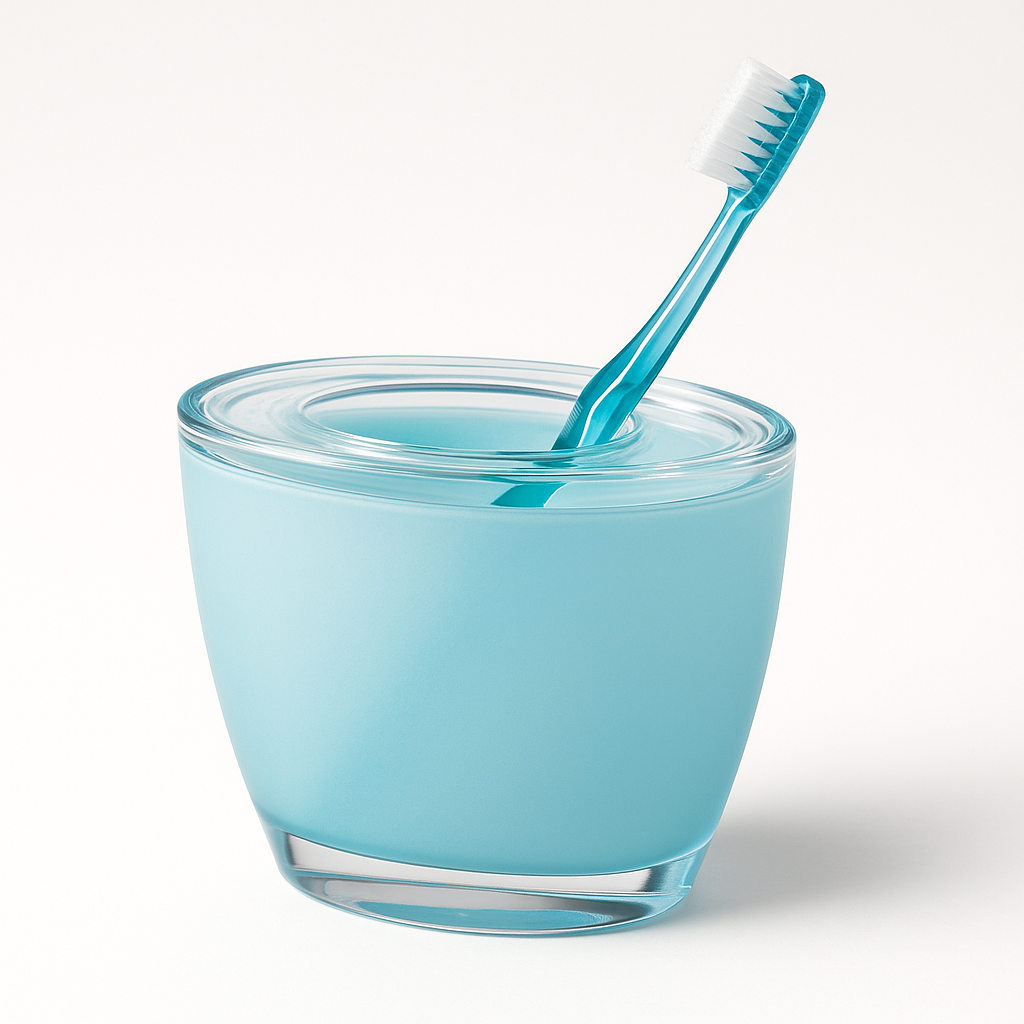 Premium Blue Acrylic Oval Toothbrush Holder Shatter-Resistant Bathroom Countertop Organiser