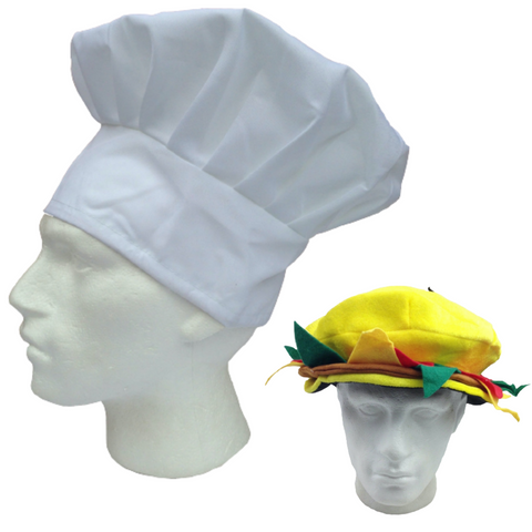 Premium Chef Hat & Burger Hat Costume Set - 2pcs