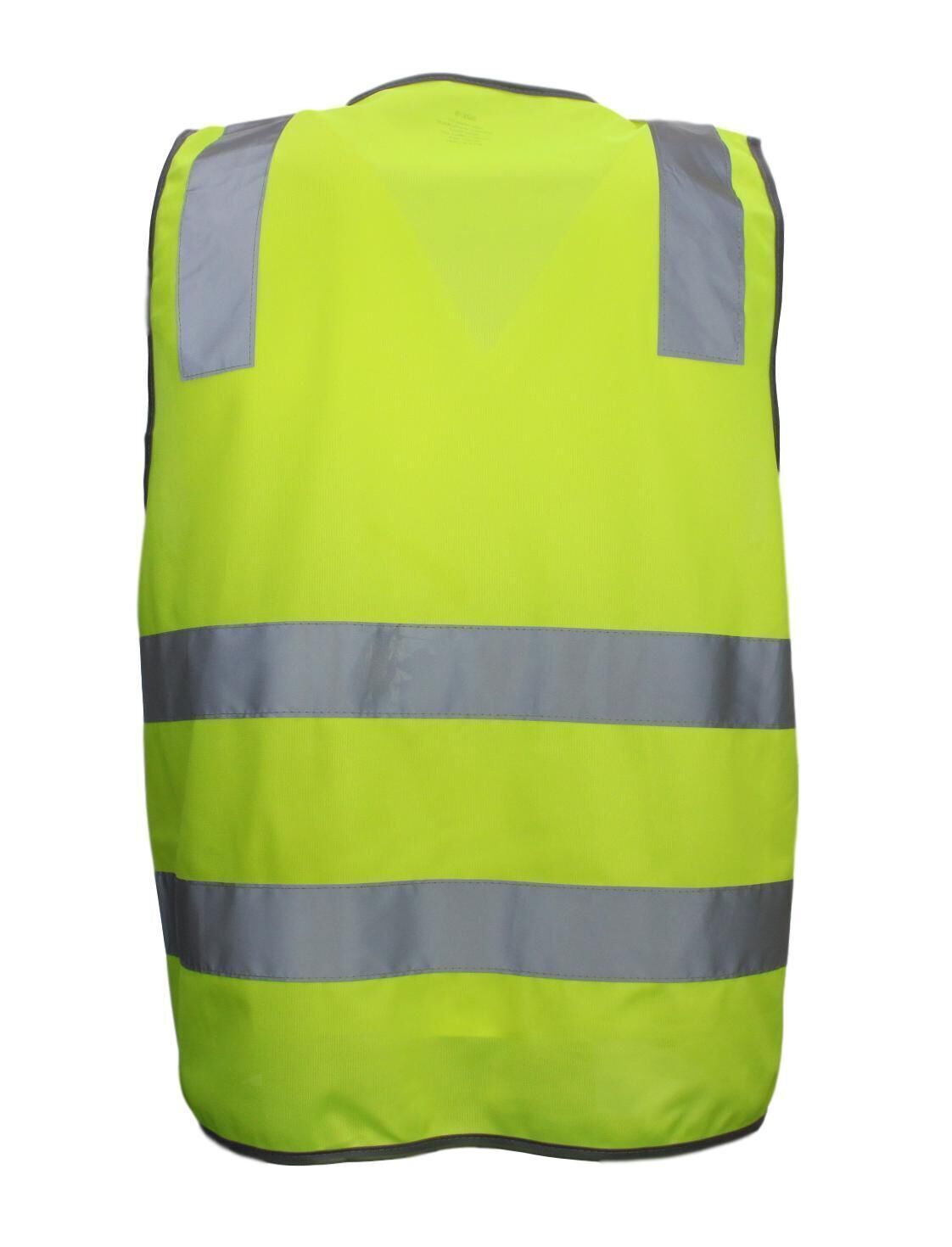 Hi Vis Safety Vest Reflective Tape Zip Up Workwear Pocket High Visibility in Yellow - M