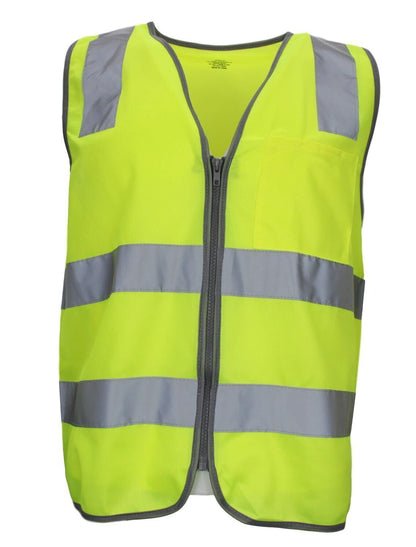 Hi Vis Safety Vest Reflective Tape Zip Up Workwear Pocket High Visibility in Yellow - XL