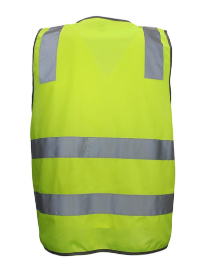 Hi Vis Safety Vest Reflective Tape Zip Up Workwear Pocket High Visibility in Yellow - XL