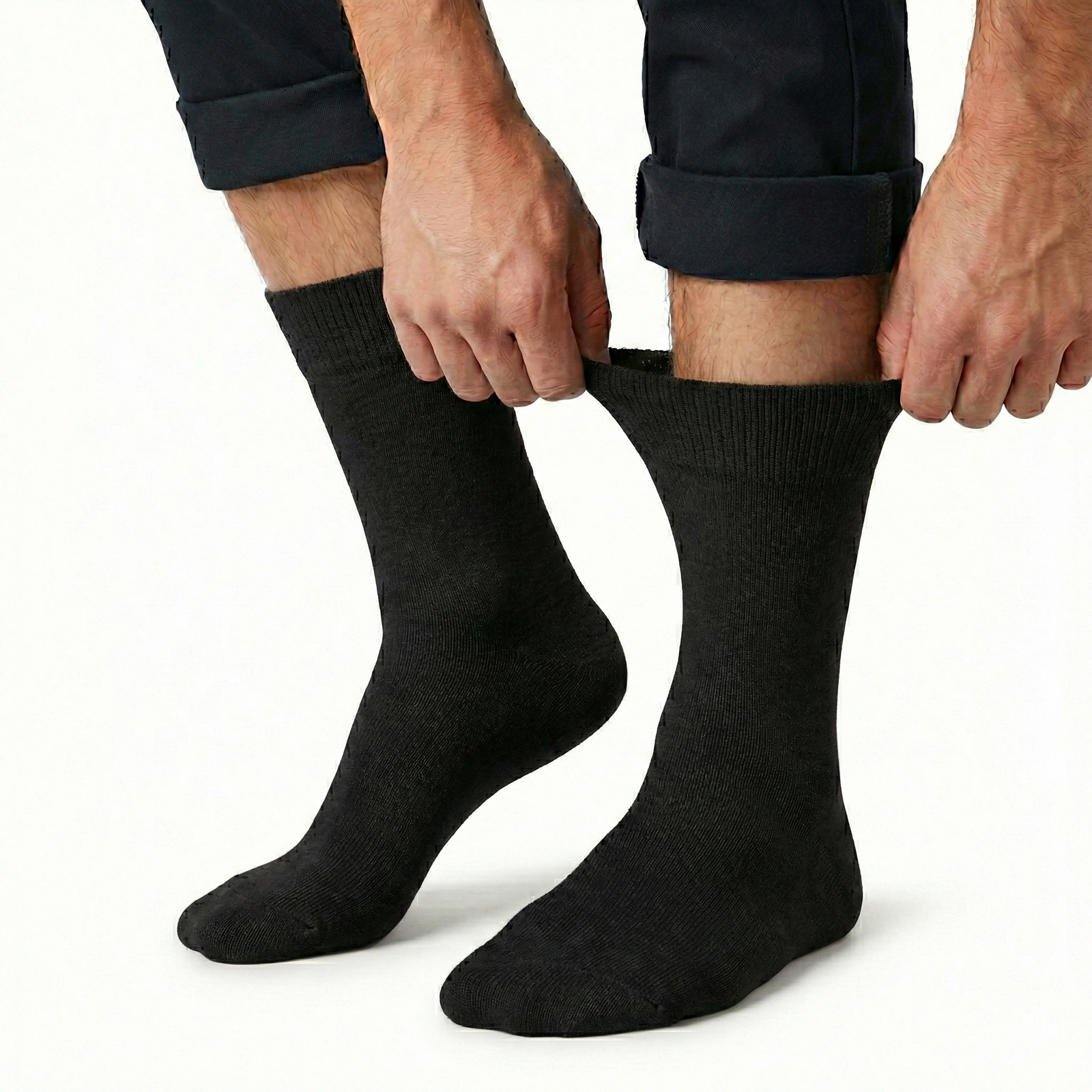 Premium 1 Pair Black Cotton Rich Loose Top Diabetic Comfort Socks Size 11-14