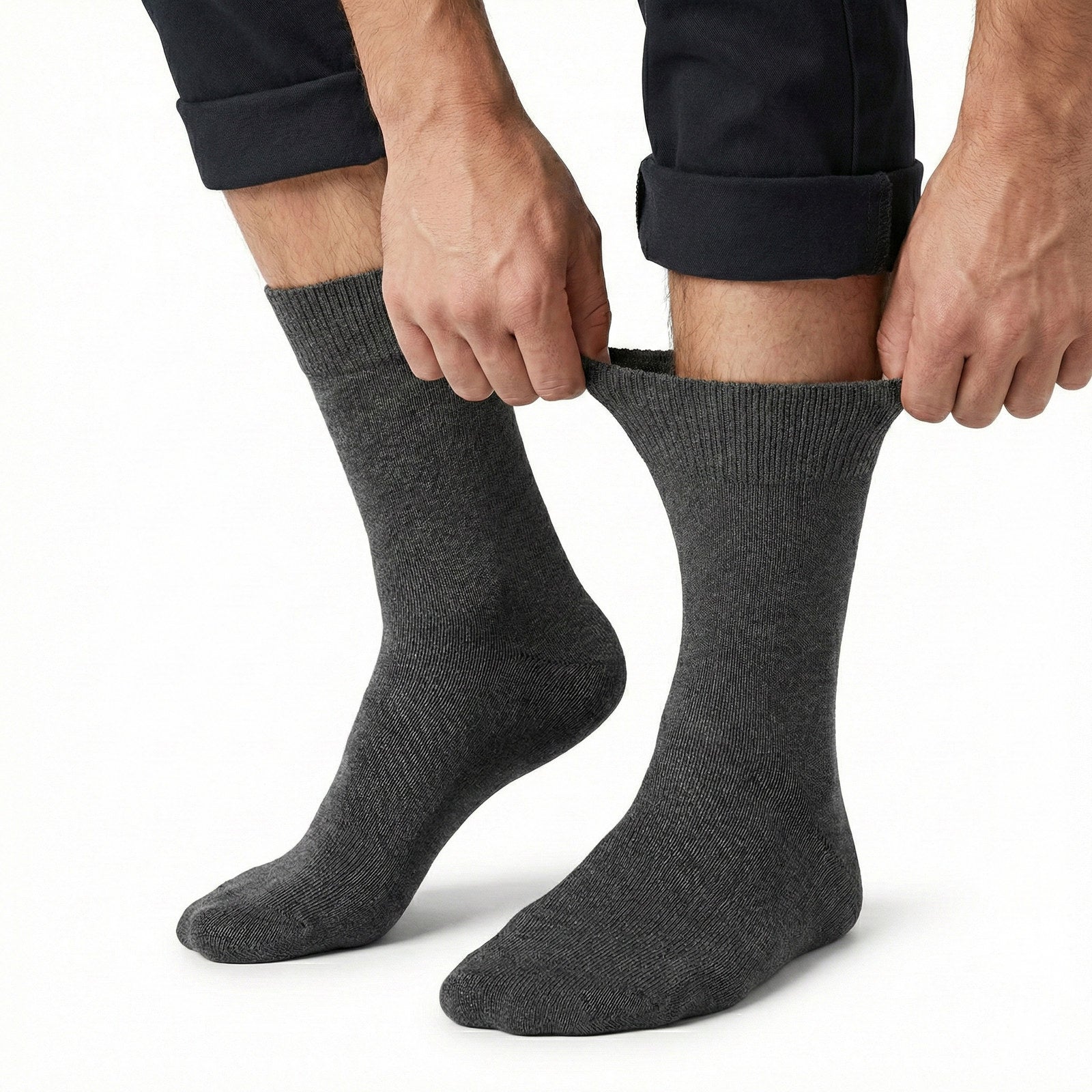 Premium 1 Pair Charcoal Cotton Rich Loose Top Diabetic Comfort Socks 11-14