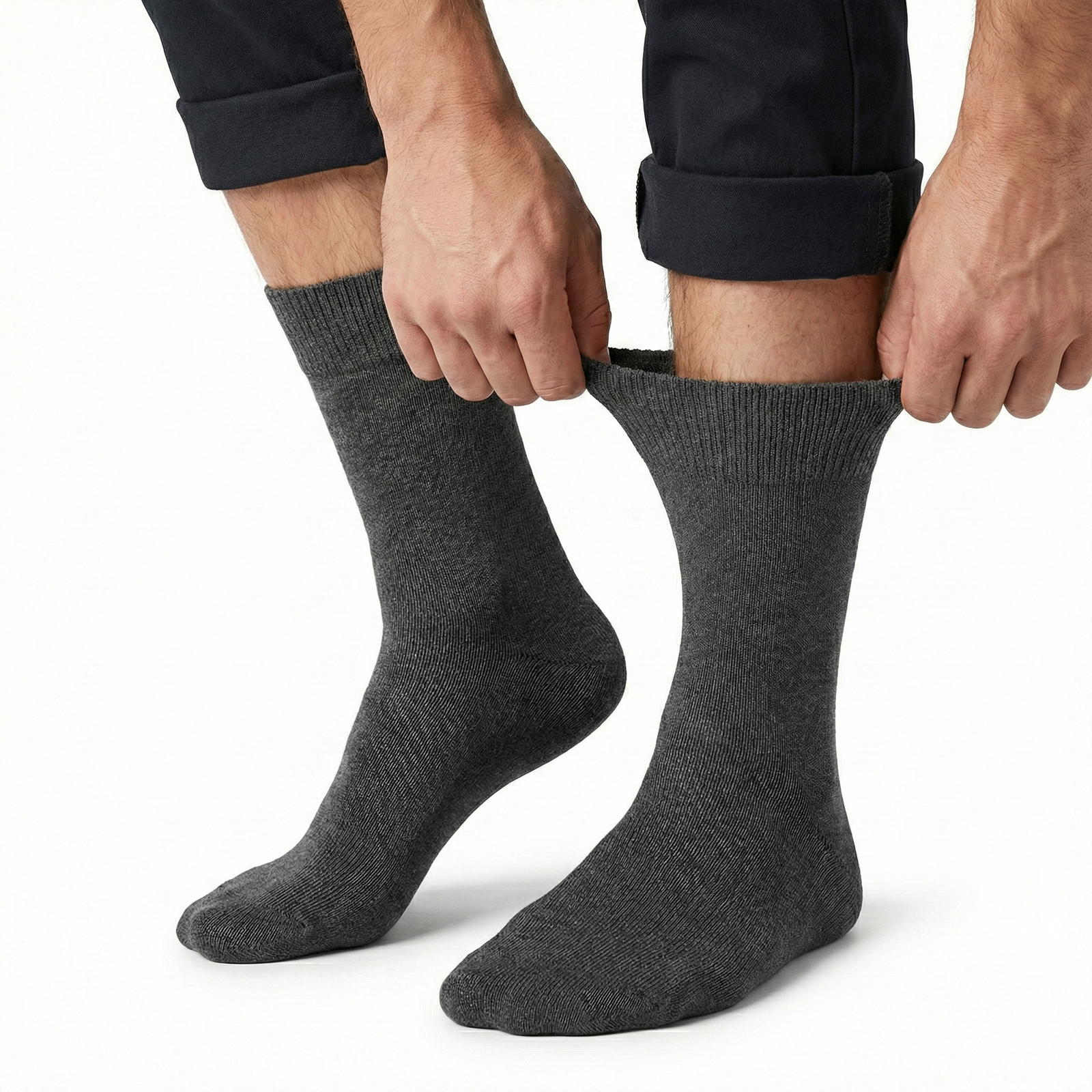 Premium 1 Pair Charcoal Cotton Rich Loose Top Diabetic Comfort Socks 11-14