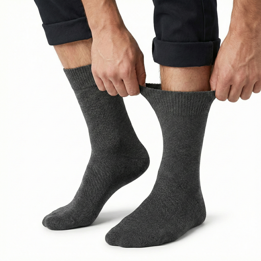 Premium 1 Pair Charcoal Cotton Rich Loose Top Diabetic Comfort Socks 11-14
