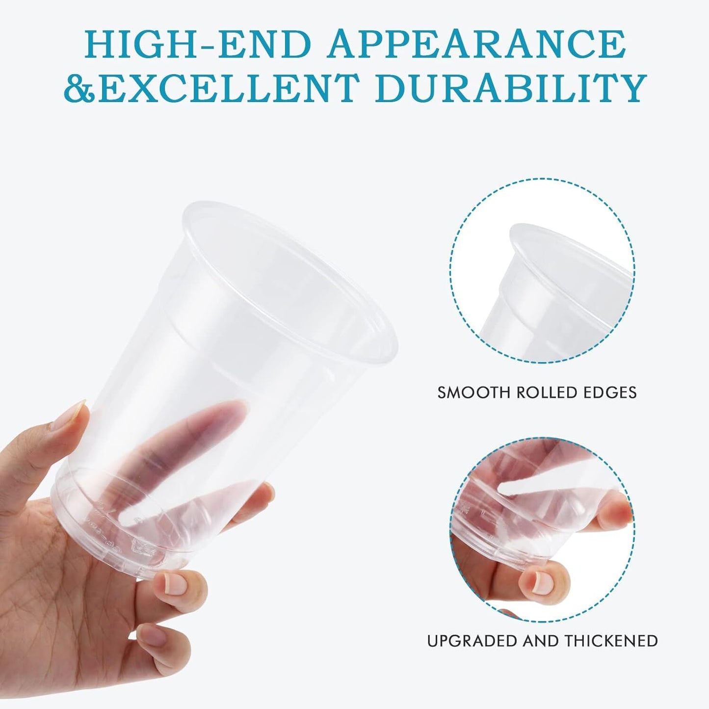 540x 16oz (480ml) Premium Plastic Clear Cups Extra Strong PET BPA Free