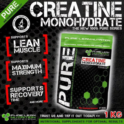 PURE Lean Nutrition Creatine Monohydrate 1KG - HPLC Tested Muscle Growth Supplement