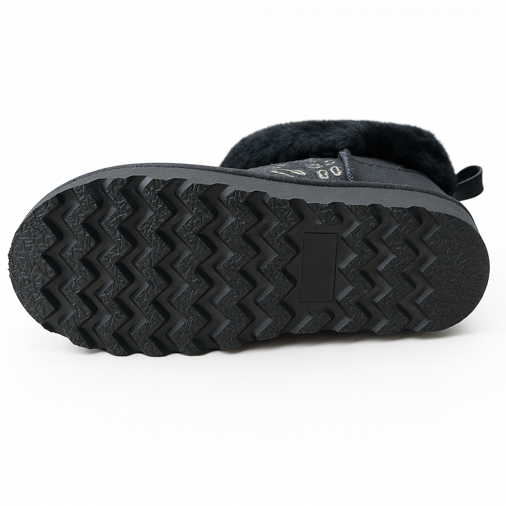 Womens Australian Sheepskin Wool Fur Mini UGG Ankle Boots in Gold Black - 9