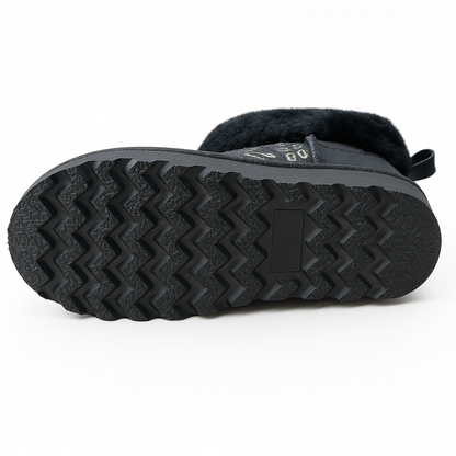 Womens Australian Sheepskin Wool Fur Mini UGG Ankle Boots in Gold Black - 9