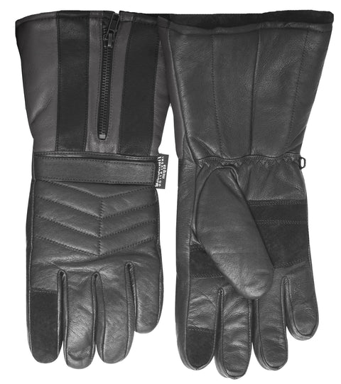 3M DENTS Thinsulate Genuine Leather Motorbike Gloves with Faux Fur Lining - Black, L