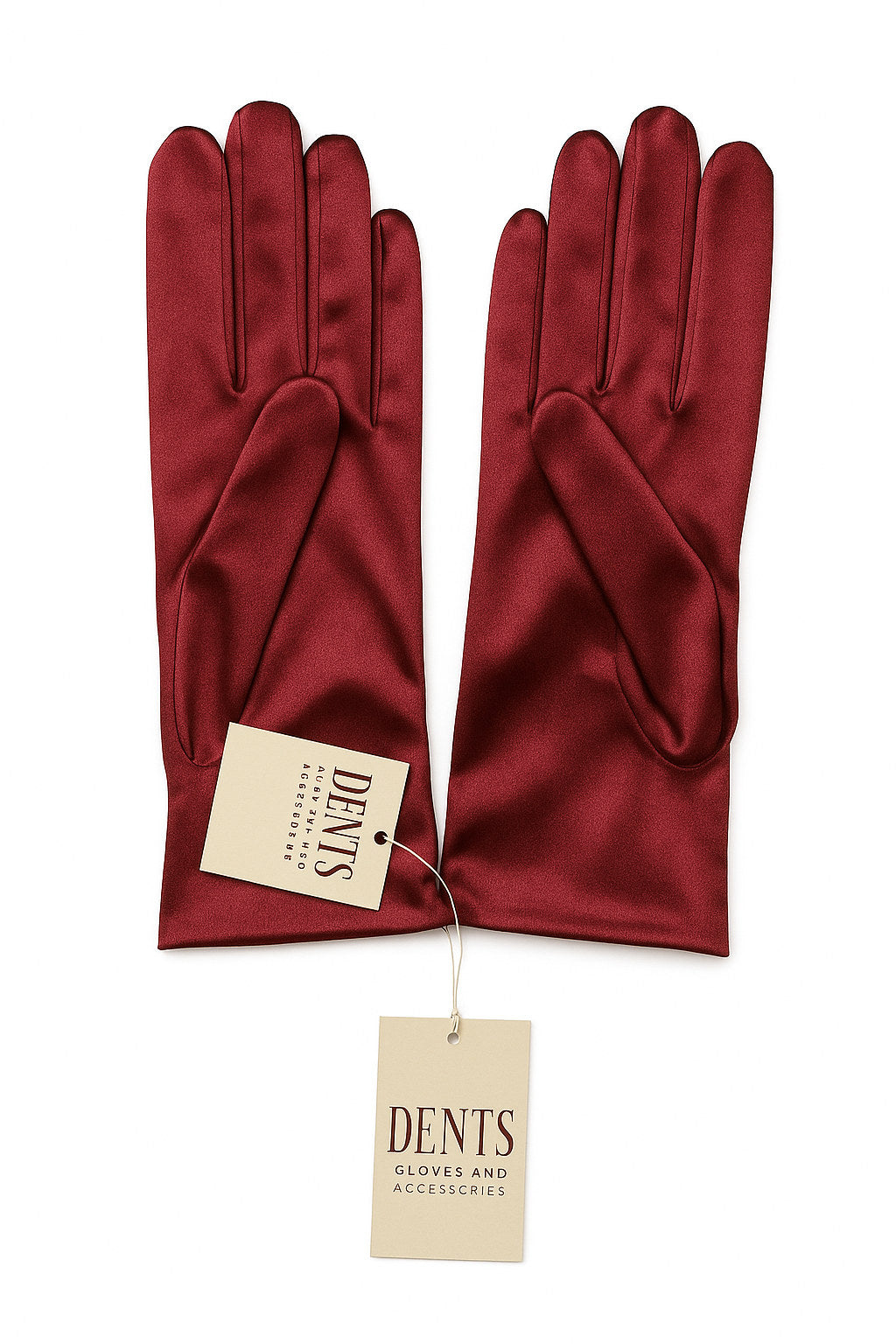 Dents Wrist Length Stretch Satin Evening Gloves - Wine Red