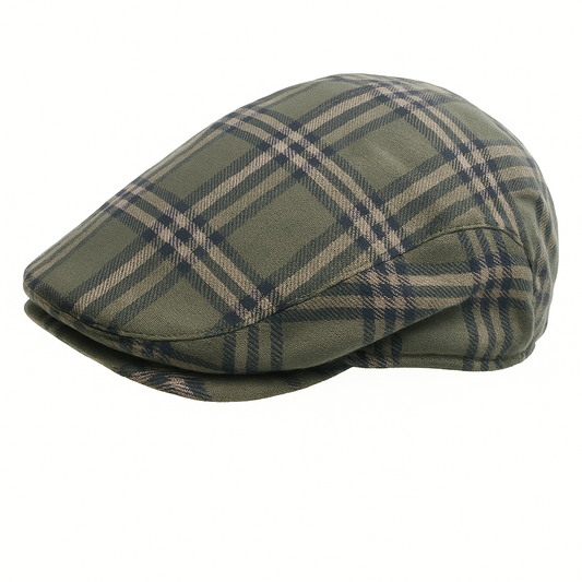 DENTS Quilted Ivy Cap Hat - Driving Newsboy Cabbie - Grey Check - 55cm