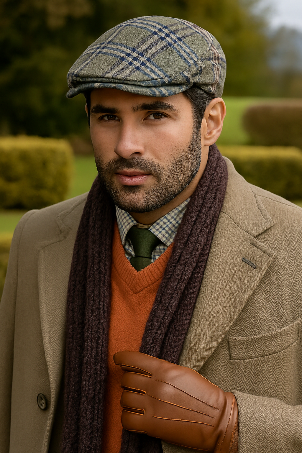 DENTS Quilted Ivy Cap Hat - Driving Newsboy Cabbie - Grey Check - 55cm