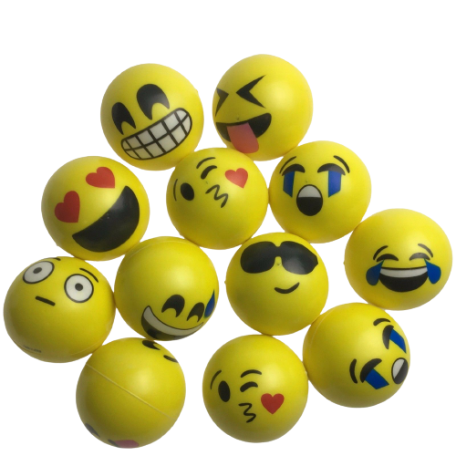 Premium Emoji Face Stress Balls 70mm 12 Pack Soft PU Foam Fidget Toys