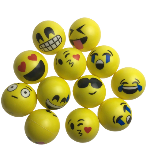 Premium Emoji Face Stress Balls 70mm 12 Pack Soft PU Foam Fidget Toys