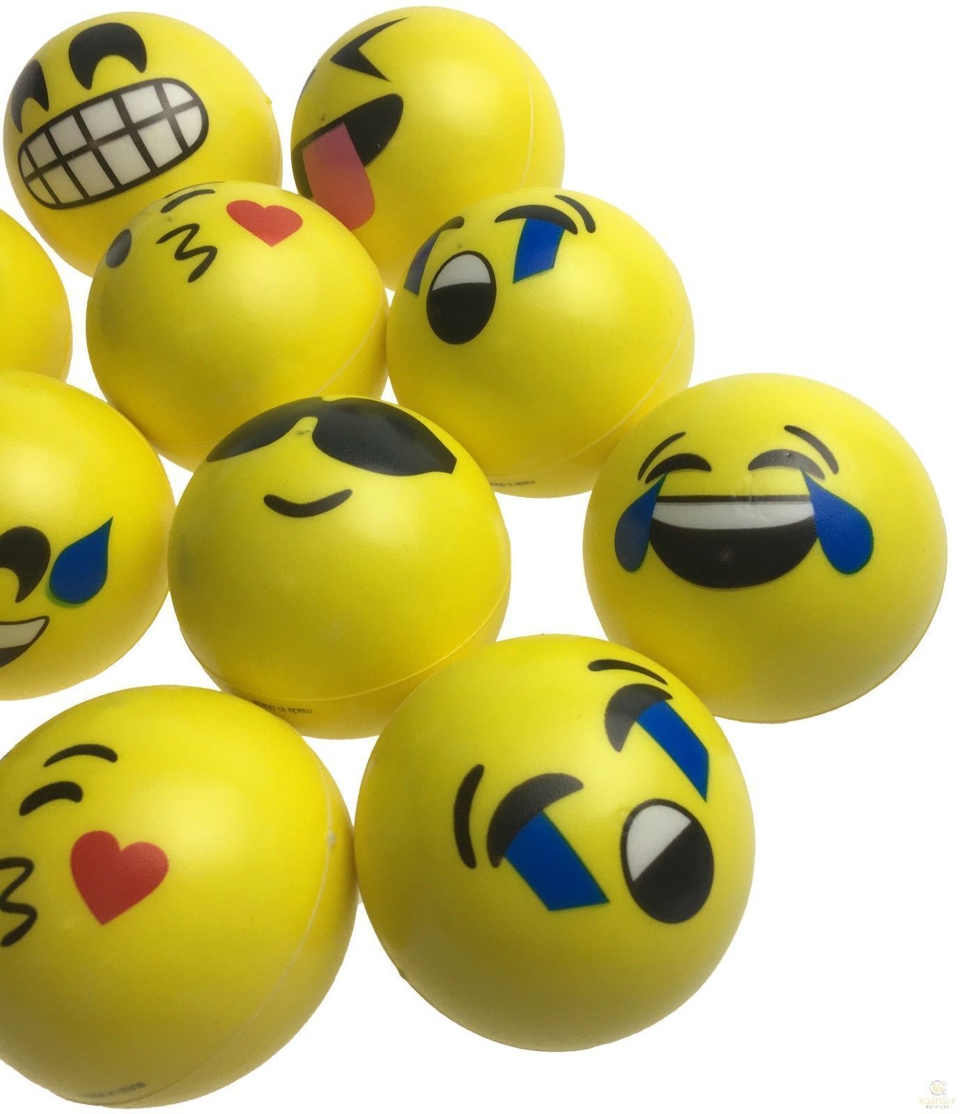 Premium Emoji Face Stress Balls 70mm 12 Pack Soft PU Foam Fidget Toys