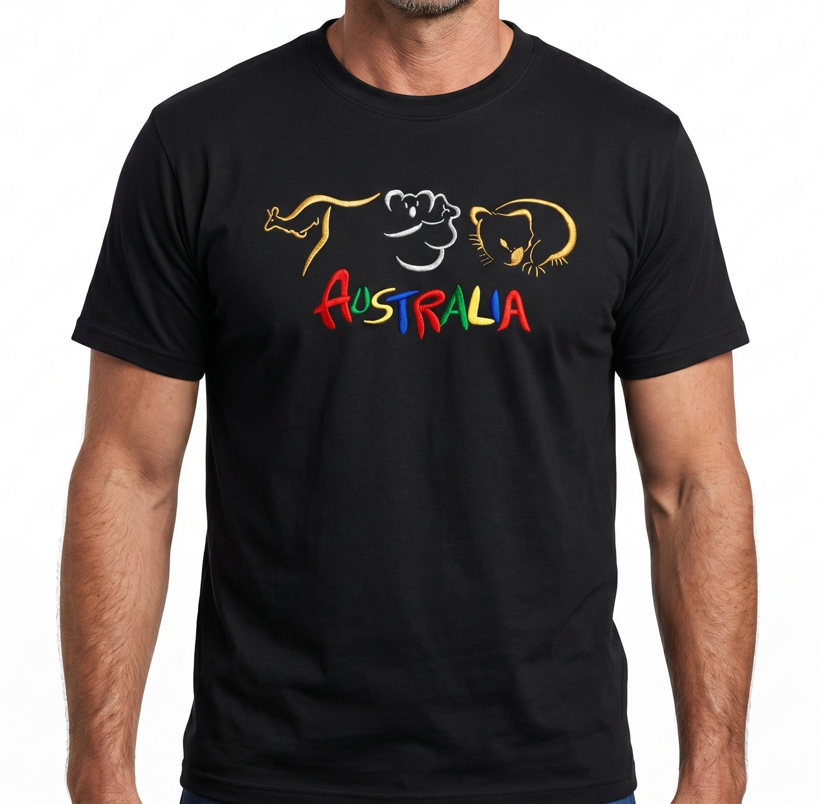 Premium Black Adult Australia Kangaroo Koala 100% Cotton T-Shirt XL