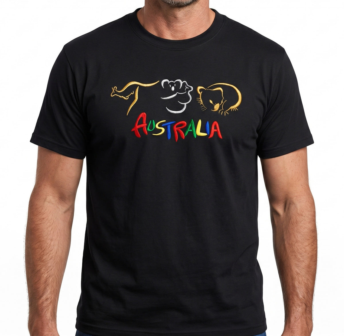 Premium Black Adult Australia Kangaroo Koala 100% Cotton T-Shirt XL
