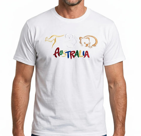Premium White Adult Australia Kangaroo Koala 100% Cotton T-Shirt L