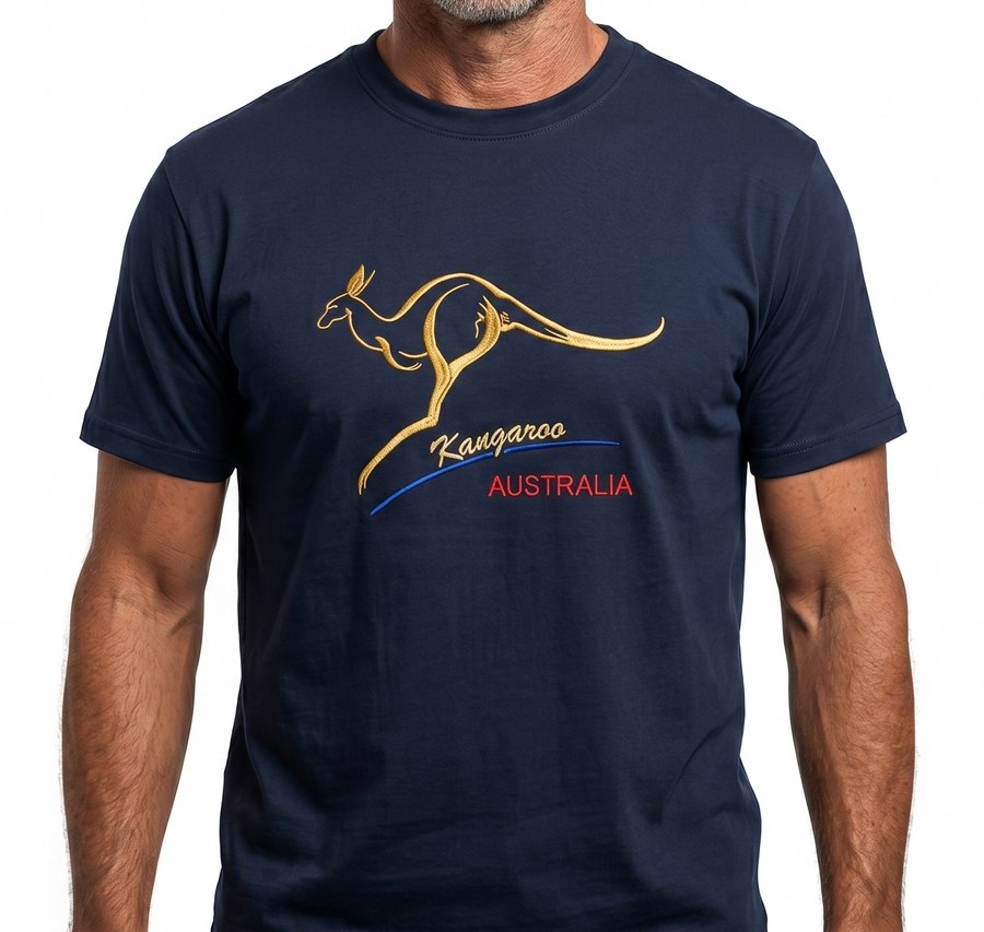 Premium Navy Adult Australia Kangaroo 100% Cotton T-Shirt XL