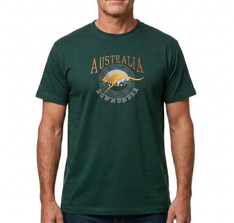 Premium Bottle Green Adult Australia Kangaroo 100% Cotton T-Shirt XL