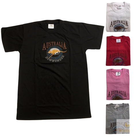 Premium Grey Adult Australia Kangaroo 100% Cotton T-Shirt M