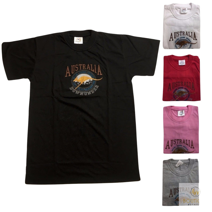 Premium Grey Adult Australia Kangaroo 100% Cotton T-Shirt M
