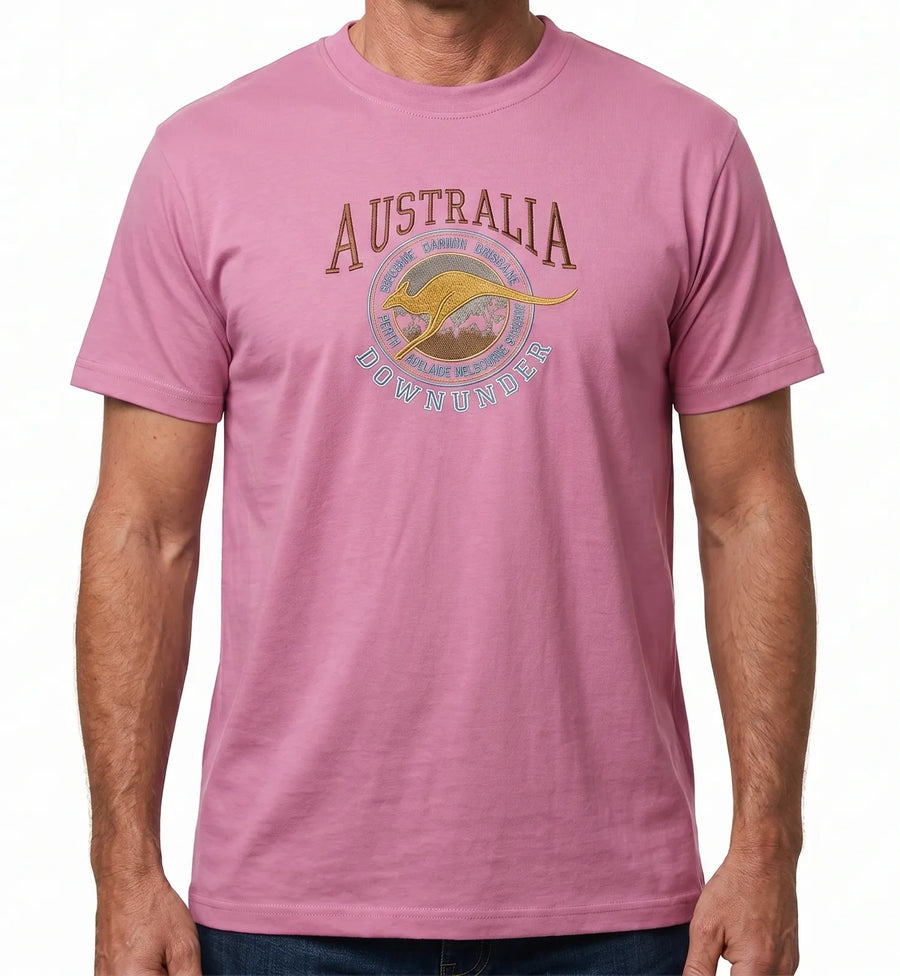 Premium Pink Adult Australia Kangaroo 100% Cotton T-Shirt XL