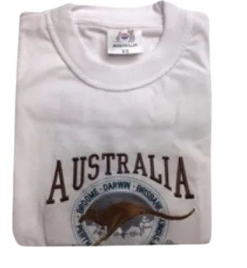 Premium White Adult Australia Kangaroo 100% Cotton T-Shirt S
