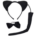 Premium Black Cat Ears Headband, Bow Tie & Tail Set