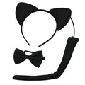 Premium Black Cat Ears Headband, Bow Tie & Tail Set