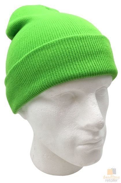 Premium Fluro Green Unisex Hi Vis Fluro Knit Beanie One Size