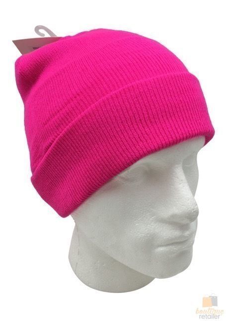 Premium Fluro Pink Unisex Hi Vis Fluro Knit Beanie One Size