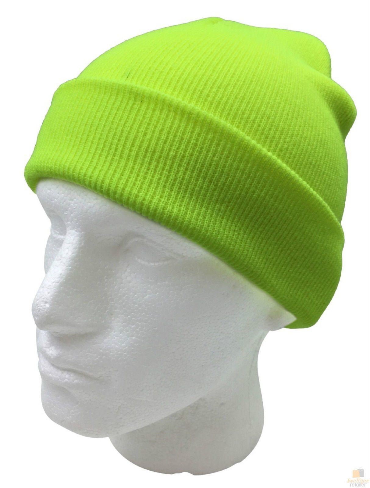 Premium Fluro Yellow Unisex Hi Vis Fluro Knit Beanie One Size