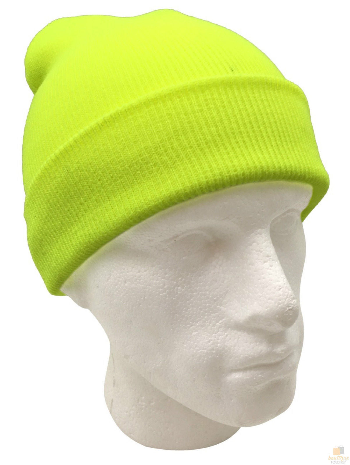 Premium Fluro Yellow Unisex Hi Vis Fluro Knit Beanie One Size