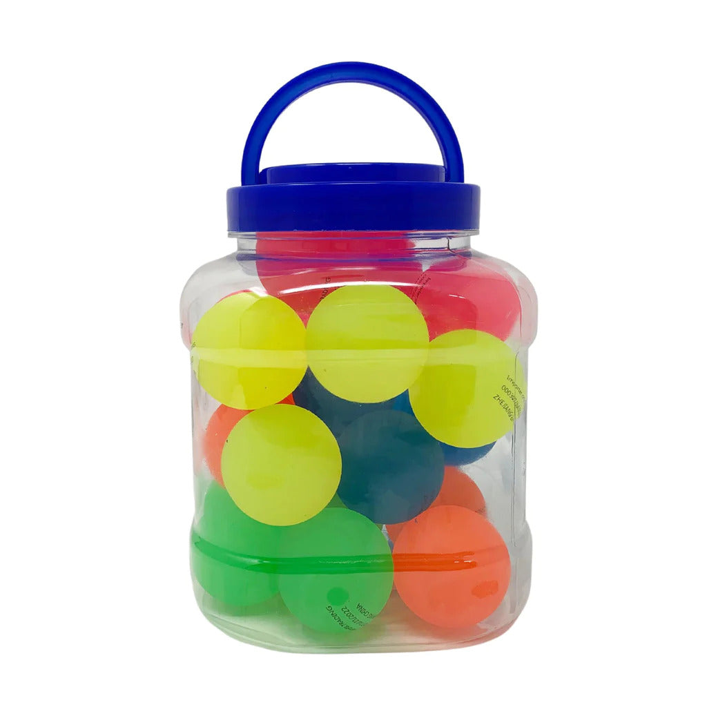 10pcs Large Frosted Rubber Bouncing Balls 60mm Mixed Colours Bulk w Storage Tub - SuperSaverAU - view 2