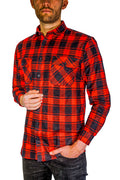 Premium Men's Red 100% Cotton Check Flannelette Shirt 8XL