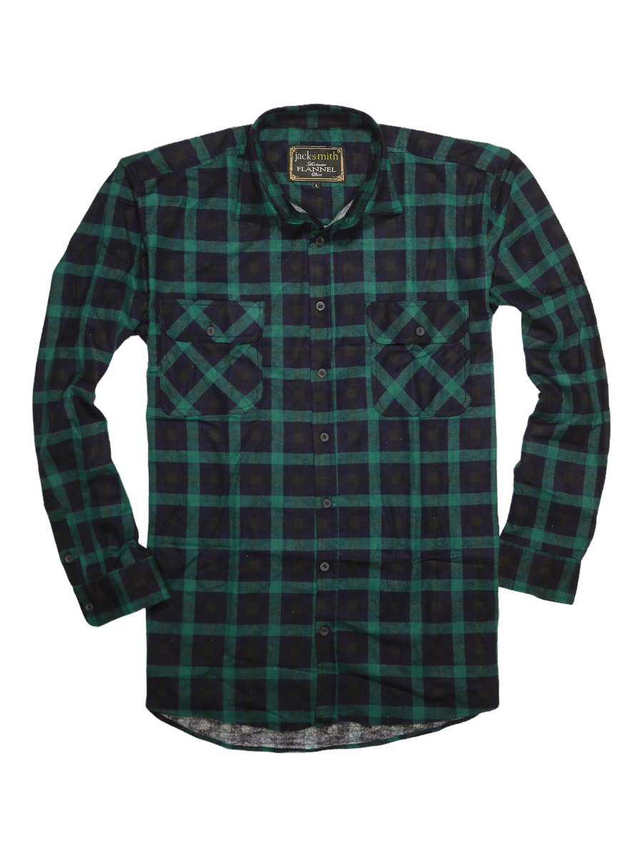 Premium Men's Green Navy 100% Cotton Flannelette Shirt 3XL