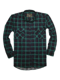 Premium Men's Green Navy 100% Cotton Flannelette Shirt L
