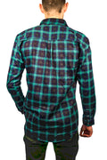 Premium Men's Green Navy 100% Cotton Flannelette Shirt XL