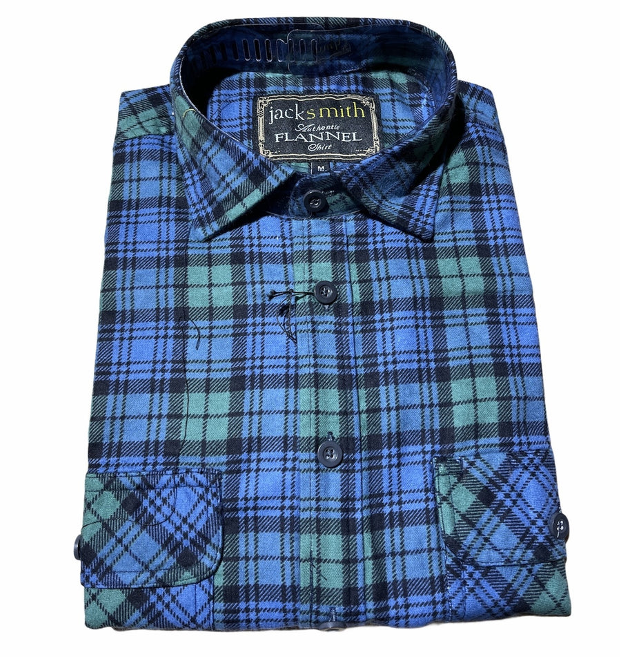 Premium Men's Green 100% Cotton Half Placket Flannelette Shirt M