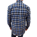 Premium Men's Blue Black 100% Cotton Half Placket Flannelette Shirt XL
