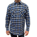 Premium Men's Blue Black 100% Cotton Half Placket Flannelette Shirt XL