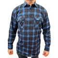 Premium Men's Blue 100% Cotton Half Placket Flannelette Shirt 4XL