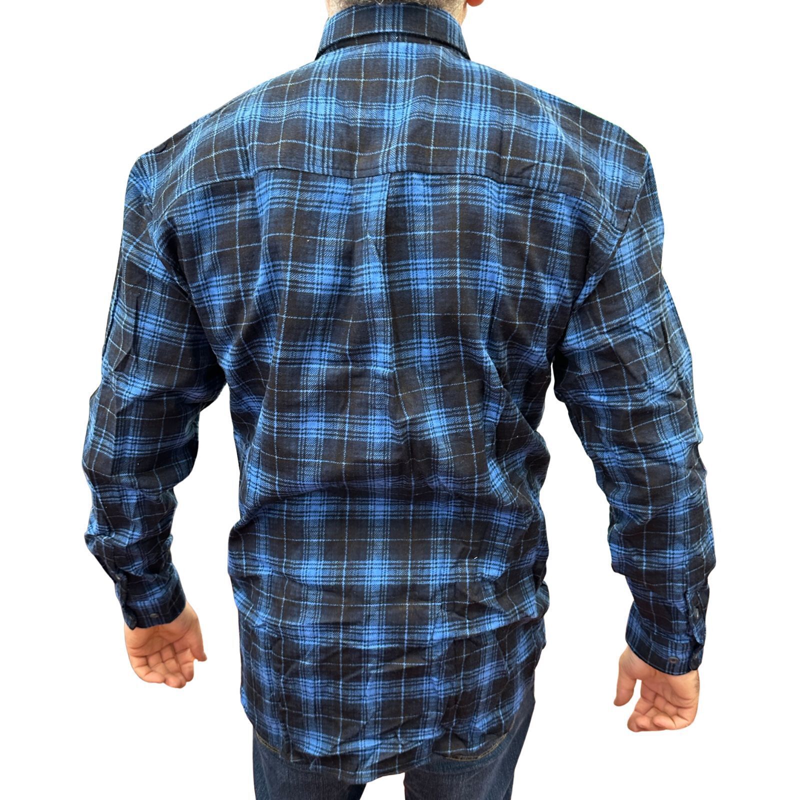 Premium Men's Blue 100% Cotton Half Placket Flannelette Shirt XL