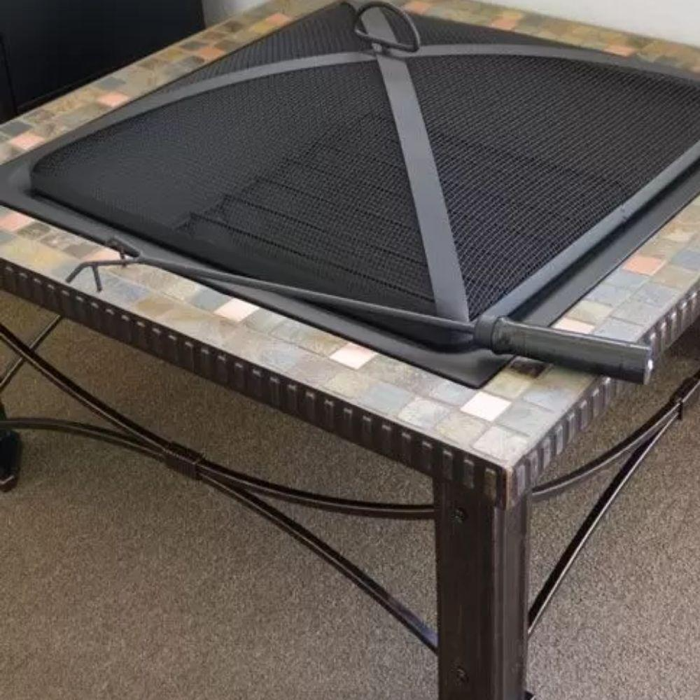 Premium Square Slate Tile Fire Pit – 30 Inch with Spark Guard