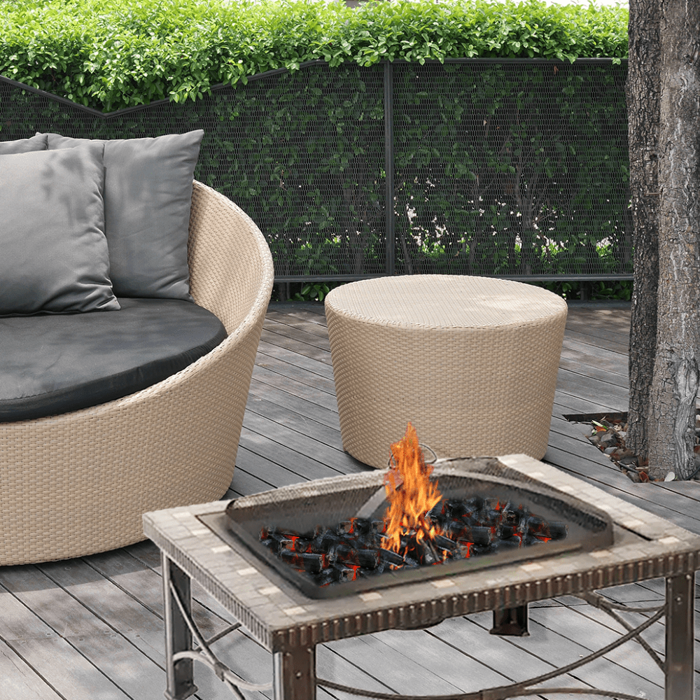Premium Square Slate Tile Fire Pit – 30 Inch with Spark Guard
